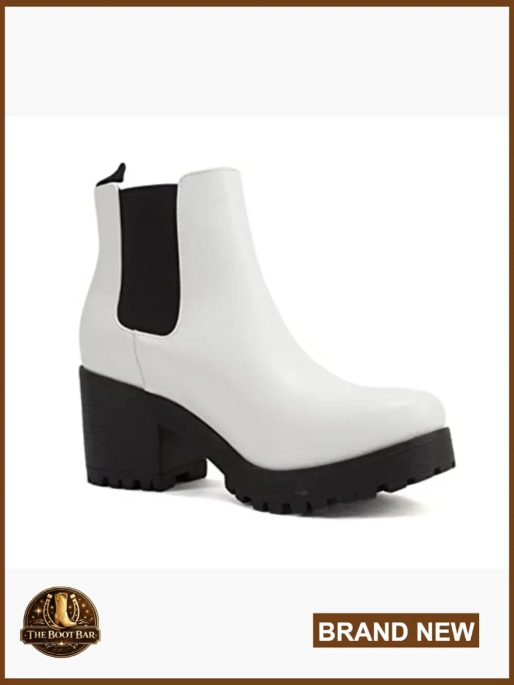 Chunky Heel Ankle Boot With Lug Sole And Elastic Gore - 2.5 Inch Heel